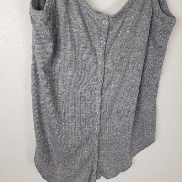 Chaser Women's Ribbed Button Snap Light Grey Simple Basic Tank Size Medium/MD - Picture 2 of 8
